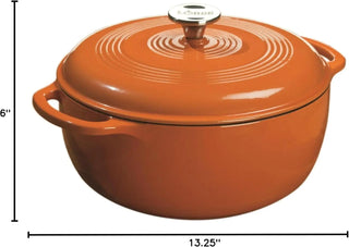 6 Quart Enameled Cast Iron Dutch Oven with Lid - Dual Handles - Oven Safe up to 500° F or on Stovetop - Use to Marinate, Cook, B