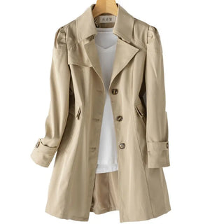 Women Black Trench Windbreaker Spring Autum New Fashion Big Size Coat Khaki Midi Length Windbreaker Female Outerwear M 5XL