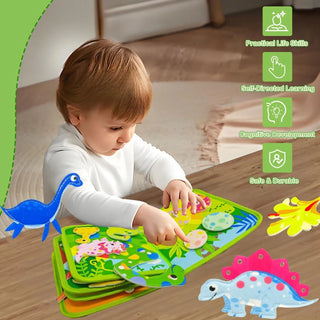Dinosaur Busy Book for Toddlers Montessori Toys Busy Board for Boy Gifts Girl Educational Learning Activity Books Birthday Gift