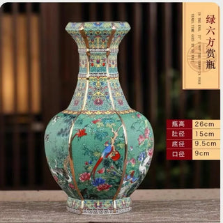 Ancient Enamel Flower Bird Ceramic Vase