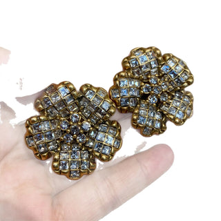 Women New Vintage Three-Dimensional Flower Ruby Earrings