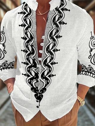 Men Vintage Ethnic Style Linen Shirt - Epictzar Intl.