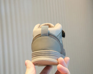 Autumn Sport Shoes For Children PU Leather Waterproof Boy's Girl's Running Shoes Ergonomics Soft-soled Kid's Sneakers