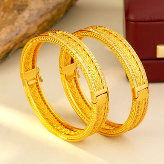 Women's 24K Gold Retro Woven Bangle