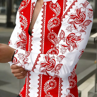 Paisley Print Long Sleeve Party Shirt