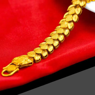 Luxury 24K 9999 Pure Gold real gold Aggressive Dragon Bracelet Faucet Wheat Bracelet for Men