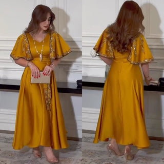 Evening Satin Occasion Gown Midi Dress - Epictzar Intl.