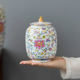 Painted Pottery Porcelain Storage Container