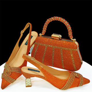 Rhinestones Design Shoes & Bag Set