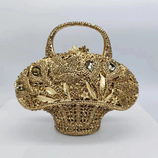 Vintage Flower Basket Banquet Clutch Purse