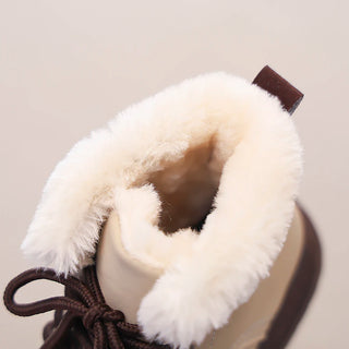 Winter Snow Boots For Girls PU Leather Waterproof Teenager Girl's Plush Boots Thick Warm Cotton Velvet Girl's Winter Shoes