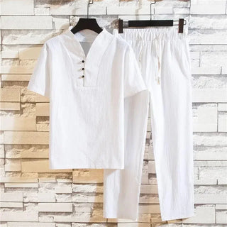 Ancient Buddhist Style Linen 2Pcs Set