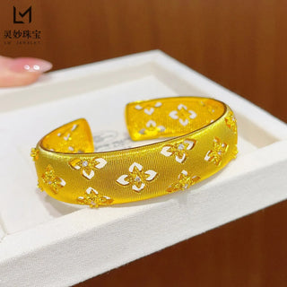 Lucky Blessing 24K Gold Open Bangle