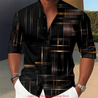 Casual 3D Printed Long Sleeved Shirt