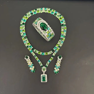 Luxury Cubic Zircon Double Chain Tassels Jewelry Set - Epictzar Intl.