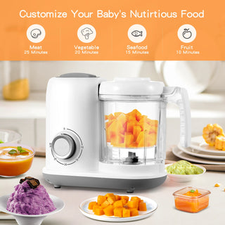 Baby Food Maker, 4 in 1 Baby Food Processor and Steamer, Puree Blender, Multifunctional Baby Puree Maker, Dishwasher Safe White