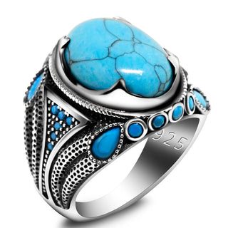 Vintage Luxury Natural Oval Turquoise Rings