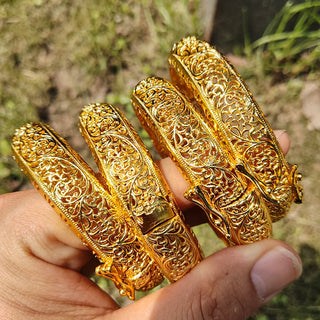 24K Ethnic Gold Color Dubai Bangles Ethnic Wedding Luxury Bangles&Bracelet  Women Girl Bride Cuff  Dubai Bangles