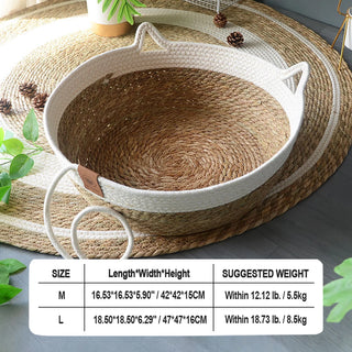 Indoor Straw Plaited Basket Pet Bed