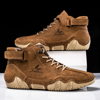 New Handmade Men Boots Design Sneakers Man Outdoor Casual Leather Men Sneakers Ankle Boots Trekking Fall Breathable Hot Sale