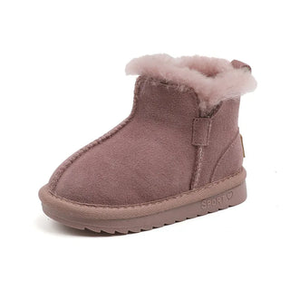 GT-CECD New Winter Children Snow Boots Genuine Leather Girls Boots Warm Plush Boy Shoes Fashion Kids Boots Baby Toddler Shoes