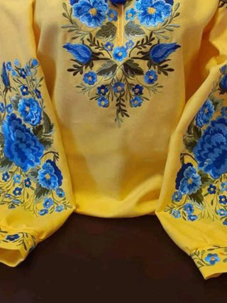 Vintage Floral Print Round Neck Blouse