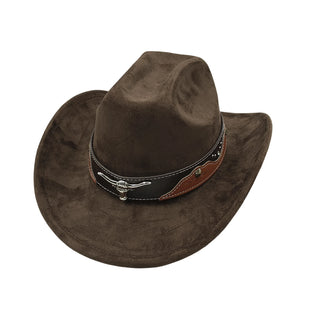 Suede Leather Cowboy Fedora Hat