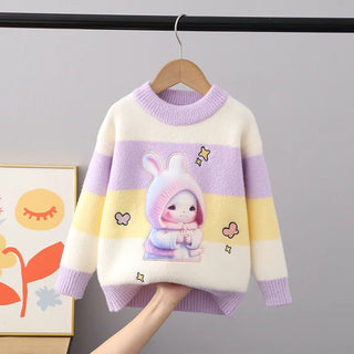Girls Fluff Cartoon Warm Sweater