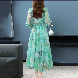 Silk V - neck High - end Midi Mulberry Silk Dress - Epictzar Intl.