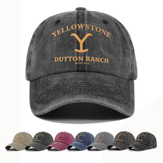 Yellowstone Dutton Ranch letter print pattern vintage baseball cap for men and women, fashionable and simple curved brim hat