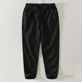 Drawstring Linen Ankle-length Casual Pants