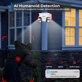 8MP 4K Dual PTZ Wifi Camera 10X Digital Zoom Outdoor Surveillance Camera Human Detection 4MP HD CCTV Security Camera iCam365 APP