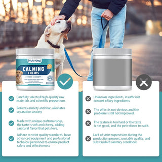 NUTRIDOG Calming Dogs Food for Maintain Healthy Stress Dog Chew Anxiety Relief Theanine&Chamomile Formula  Beef Flavor 30 Chews