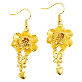 Women's 24K Gold Flower Tassel Earrings - Epictzar Intl.