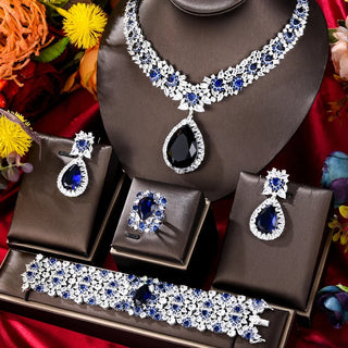 Missvikki Luxury Romantic 4PCS Waterdrop Crystal Jewelry Sets For Women Wedding Party Cubic Zirconia Dubai Bridal Fashion Trendy