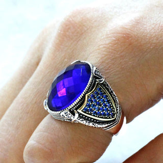 Handmade Blue Glass Stone Party Ring