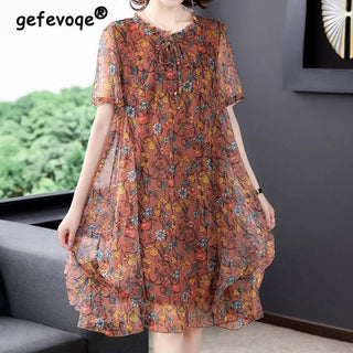 Vintage Fashion Floral Printed Midi Dress - Epictzar Intl.