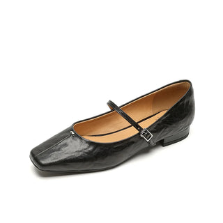Women Vintage Square Toe Flats