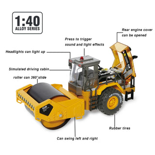 Alloy Road Roller Construction Play Vehicle