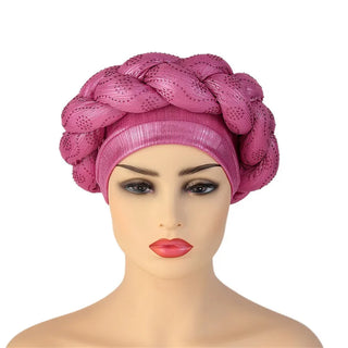 Glitter Diamonds Braids African Autogele Headtie Women Turban Cap Female Head Wraps