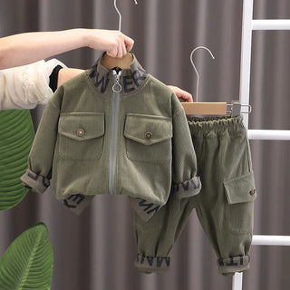 Boys Corduroy Jacket Pants Outfit Set