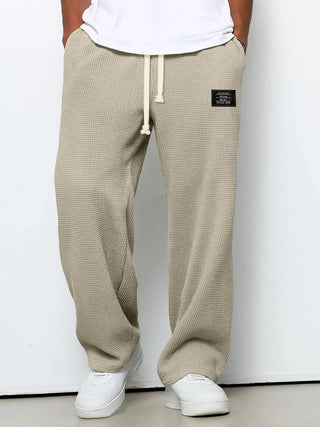 Trendy Drawstring Waffle Knit Casual Pants