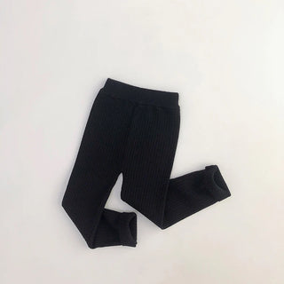MILANCEL 2024 Autumn Winter High Elastic Knitted Kids Sweater Pants Skinny Solid Toddler Boys Girls Leggings Trousers for 1-6y