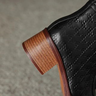 Genuine Leather Chunky Heel Boots