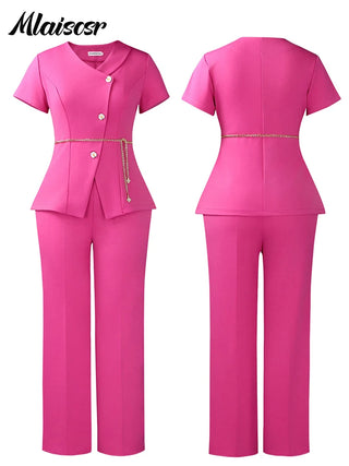 Elegant V-Neck Office Blazer Suits