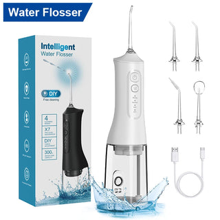 Portable Oral Irrigator Water Flosser USB Rechargeable Dental Water Jet 300ML Water Tank Waterproof Teeth Cleaner For Oral Care