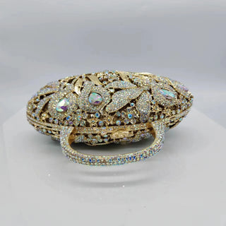 Vintage Flower Basket Banquet Clutch Purse