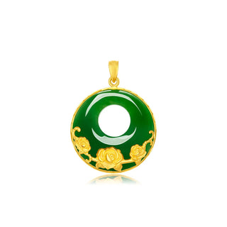 Bauhinia Jade Peace Buckle Pendant Women 24K Gold, AU999 - AU999 Highlights Jade, Lively Bauhinia, Versatile Peace Buckle