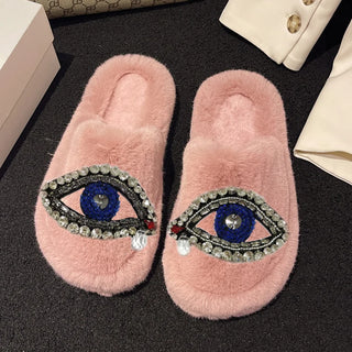 Plush Cotton Fashion Faux Fur Slippers