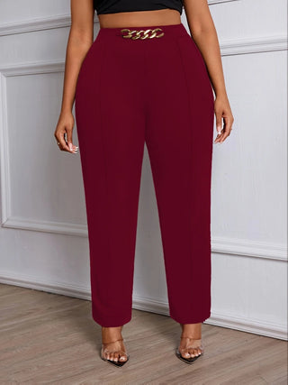 High Waist Chain Detail Straight Pants